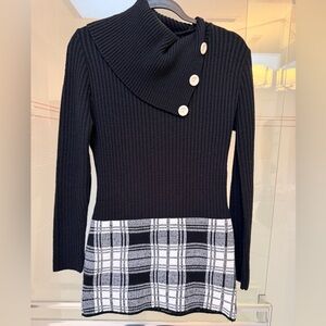 Vintage 60s Black and White Mini sweater Dress